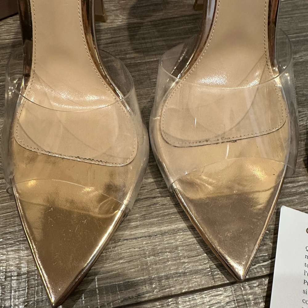 GIANVITO ROSSI POINTED TOE ROSE GOLD D’ORSAY PUMP - Picture 7 of 10